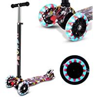 CAROMA Patinete Niño con 3 Ruedas PU Led Luces Iluminadas para 3 a 12 Años Altura Ajustable Desde 64-88 CM Niños y Niñas…